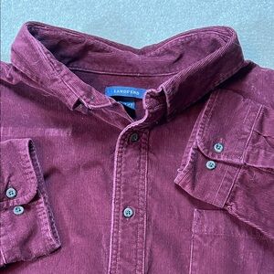 Lands' End Men's‎ Casual Corduroy Shirt - Deep Red